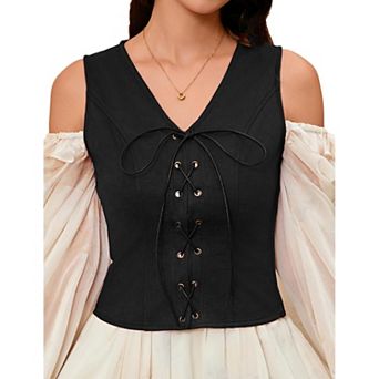 Women's Pirate Renaissance Vest Cosplay Costume Steampunk Bodice Corset Steampunk Waistcoat