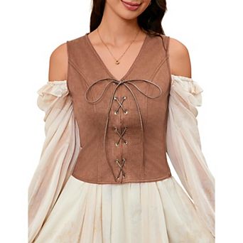 Women's Pirate Renaissance Vest Cosplay Costume Steampunk Bodice Corset Steampunk Waistcoat