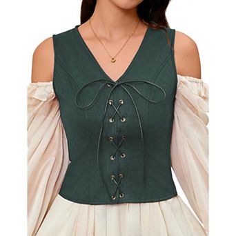 Women's Pirate Renaissance Vest Cosplay Costume Steampunk Bodice Corset Steampunk Waistcoat
