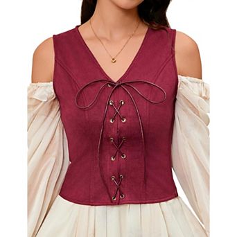 Women's Pirate Renaissance Vest Cosplay Costume Steampunk Bodice Corset Steampunk Waistcoat