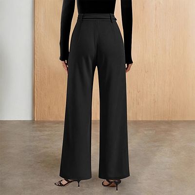 black high waisted dress pants women Express Wide Leg Super High Rise Tuxedo Dress Pants Black Women Size 0 3  Buttons