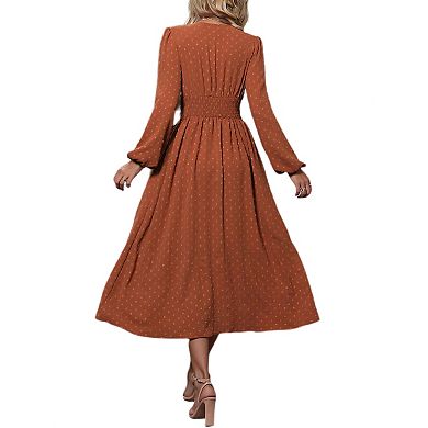 Women's Long Sleeve Maxi Dress V Neck A Line Long Flowy Casual Party Dresses