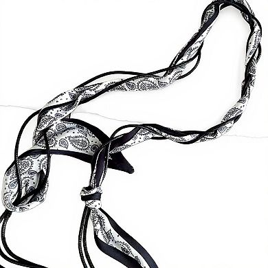 Women's Slim Rope Belt with Wood Bead Tassel Ends and Adjustable Knot Design 51in