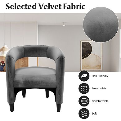 Gray Comfy Accent Armchair with Matching Footrest