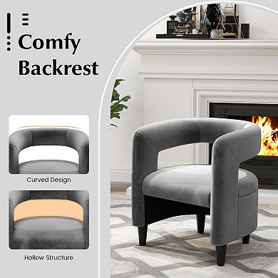 Gray Comfy Accent Armchair with Matching Footrest