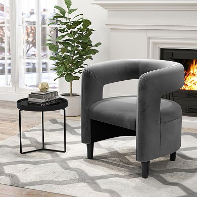 Gray Comfy Accent Armchair with Matching Footrest