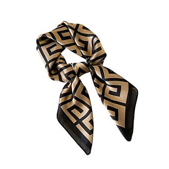 Women's Satin Square Scarf with Geometric Pattern Design 27.5×27.5 Inches
