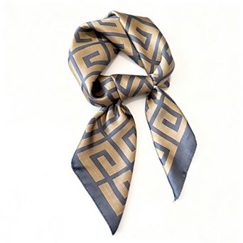 Women's Satin Square Scarf with Geometric Pattern Design 27.5×27.5 Inches