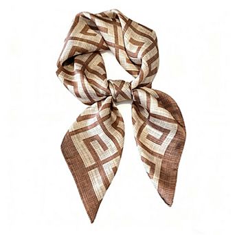 Women's Satin Square Scarf with Geometric Pattern Design 27.5×27.5 Inches