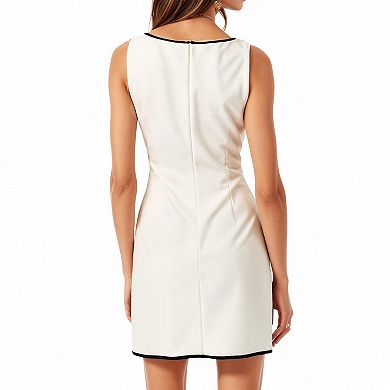 Women's Sleeveless A-Line Mini Dress with Contrast Trim and Front Flap Detail