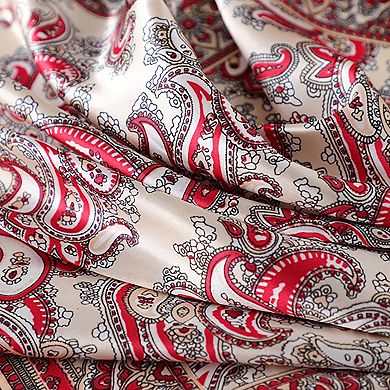 Women's Satin Square Scarf with Classic Paisley Print 23.6×23.6 Inches