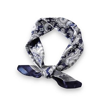 Women's Satin Square Scarf with Classic Paisley Print 23.6×23.6 Inches