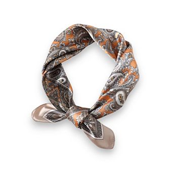 Women's Satin Square Scarf with Classic Paisley Print 23.6×23.6 Inches