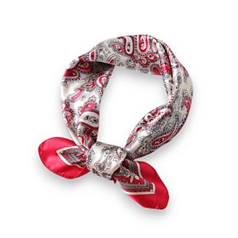 Women's Satin Square Scarf with Classic Paisley Print 23.6×23.6 Inches
