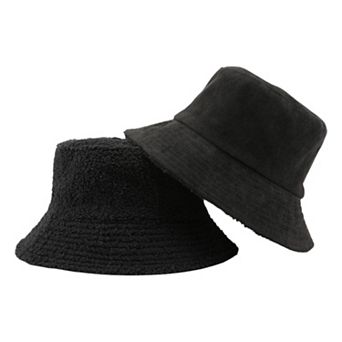 Women's Reversible Bucket Hat Warm Suede Winter Cap Soft Double Sided Style