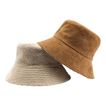 Women's Reversible Bucket Hat Warm Suede Winter Cap Soft Double Sided Style