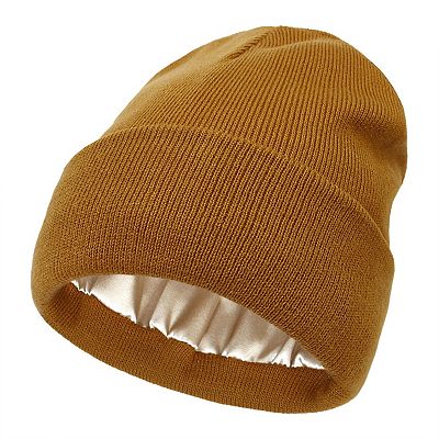 2 Packs Women\'s Satin Lined Knit Cuffed Beanie Hat AIBFRID 2 Packs Winter Hats for Women Beanie Satin Lined  main image 3