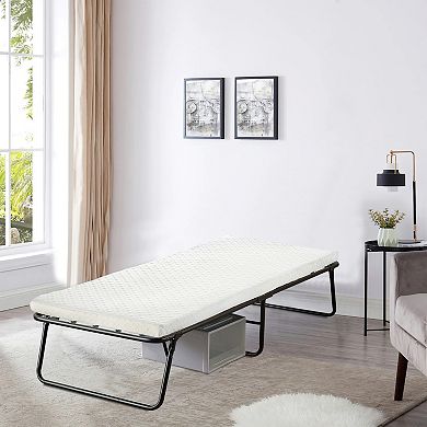 Continental Sleep, 14” Folding Bed with 3" Luxurious Memory Foam Mattress, Metal Frame, 26-Inch