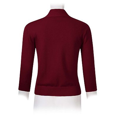 Women's 3/4 Sleeve Cropped Cardigan Sweater Open Front Lightweight Knit Short Bolero Shrugs
