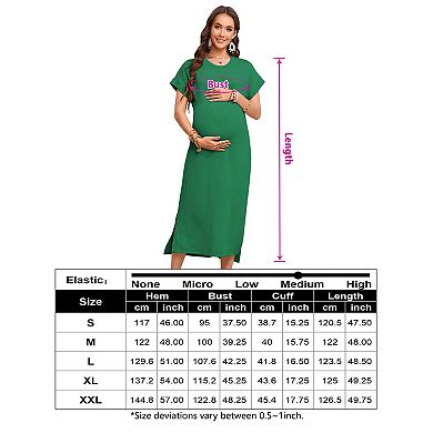 Women's Rib Knit Split Maternity Dresses Short Sleeve Pregnancy Tshirt Dresses Baby Shower Outfits