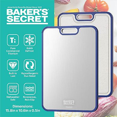 Double Side Titanium Cutting Boards for Kitchen 16”×11” by Baker's Secret