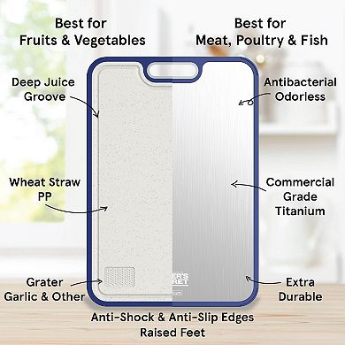 Double Side Titanium Cutting Boards for Kitchen 16”×11” by Baker's Secret