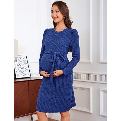 knit dress for pregnancy Olive Ribbed Knit Fitted Maternity Midi Sweater Dress  PinkBlush