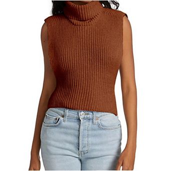 Womens Turtleneck Sweater Sleeveless Slim Fit Knit Pullovers Casual Basic Stretch Tank Top