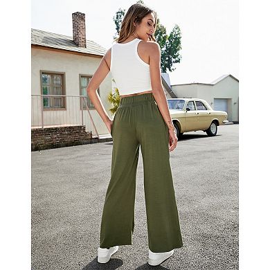 Women's Yoga Pants with Pockets Casual Joggers Loose Lounge Wide Leg High Waisted Drawstring Pants