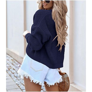 Women's Long Sleeve Open Front Knit Cropped Cardigan Sweaters Casual Short Shrugs Sweater Coats