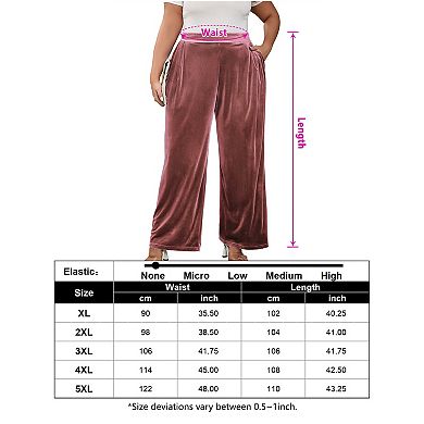 Women Plus Size Velvet Pants Long Wide Leg Trousers for Women Elastic Waist Casual Trouser