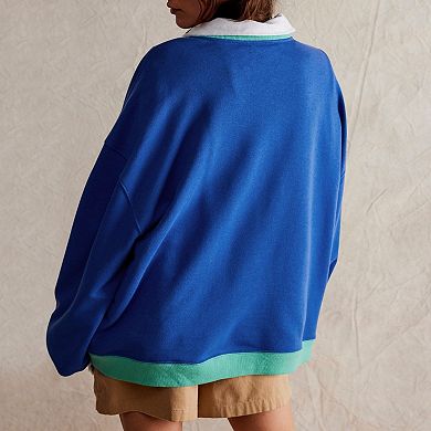 Womens Oversized Sweatshirt Color Block Long Sleeve Crewneck Tunic Tops Loose Fit Pullover