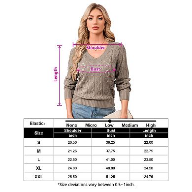 Women's V Neck Long Sleeve Pullover Sweater Lightweight Knit Sweaters Novelty Sweaters