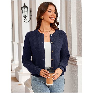 Womens Cardigan Sweaters Fashion Open Front Sweater Trendy Crew Neck Button Down Cardigans Outfits