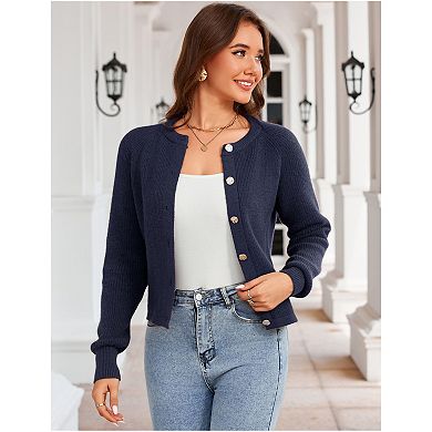 Womens Cardigan Sweaters Fashion Open Front Sweater Trendy Crew Neck Button Down Cardigans Outfits