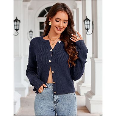 Womens Cardigan Sweaters Fashion Open Front Sweater Trendy Crew Neck Button Down Cardigans Outfits