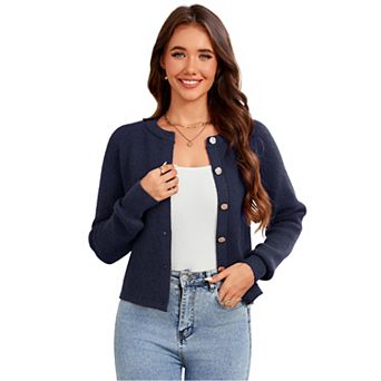 Womens Cardigan Sweaters Fashion Open Front Sweater Trendy Crew Neck Button Down Cardigans Outfits