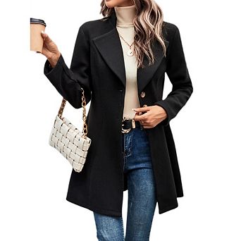 Womens Elengant Wool Blend Coat Loose Business Dressy Blazer Pea Coat for Fall Winter