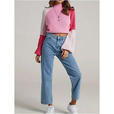 Women's Fashion Sweaters Long Sleeve Knitted Ribbed Shirts Loose Tops Casual Pullover Sweaters