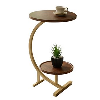 Kings Brand Furniture Rouge C-Shaped Side Table Faux Marble Top