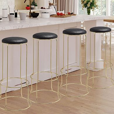 Kings Brand Furniture Carmilla Upholstered Counter Height Stool with Footrest