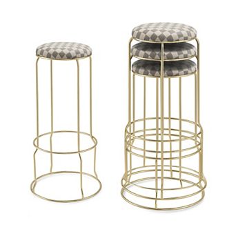 Kings Brand Furniture Carmilla Upholstered Counter Height Stool with Footrest