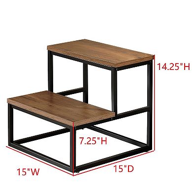 Kings Brand Furniture Axel 2-Step Step Stool Lightweight, Durable & Modern Design Wooden Steps