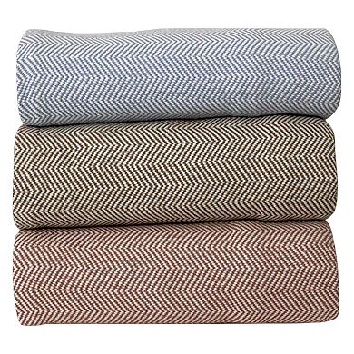 Discover Europe Herringbone Cotton Throw Blanket