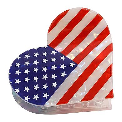Gold Tone Flag Heart Hair Clip