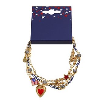 3-Pack Gold Tone Heart & Star Bracelets