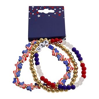 Gold Tone 3-Pack Bead Bracelet Set