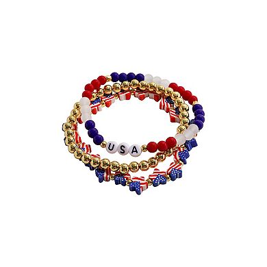 Gold Tone 3-Pack Bead Bracelet Set