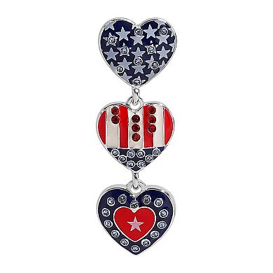 Silver Tone Heart Linear Drop Earrings