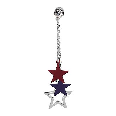 Silver Tone 3 Star Drop Earrings